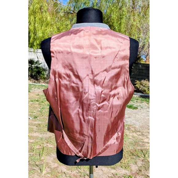 Vintage 4-Pocket Mens Sz40 M/Lg Suit Gray Crosshatch Vest 6-button Waistcoat EUC - Picture 4 of 6